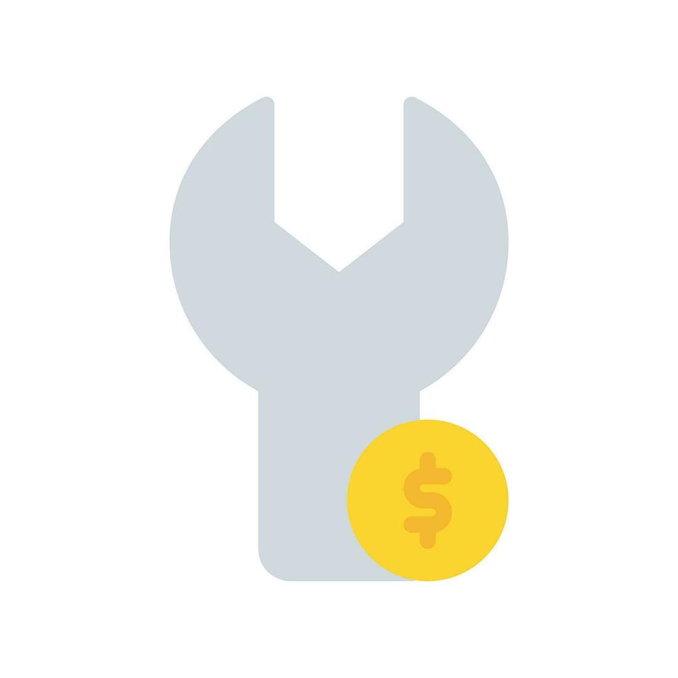 wrench coin dollar icon or logo illustration style. Icons ecommerce. vector