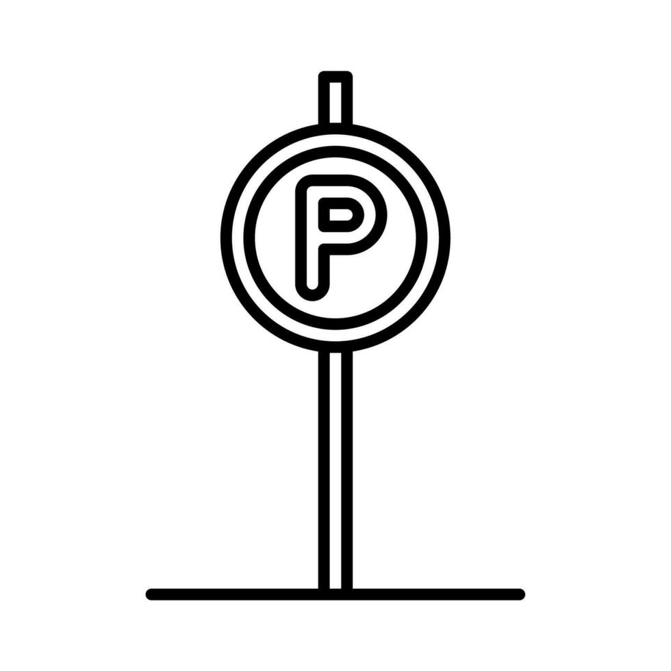 parking icon vector or logo illustration outline black color style