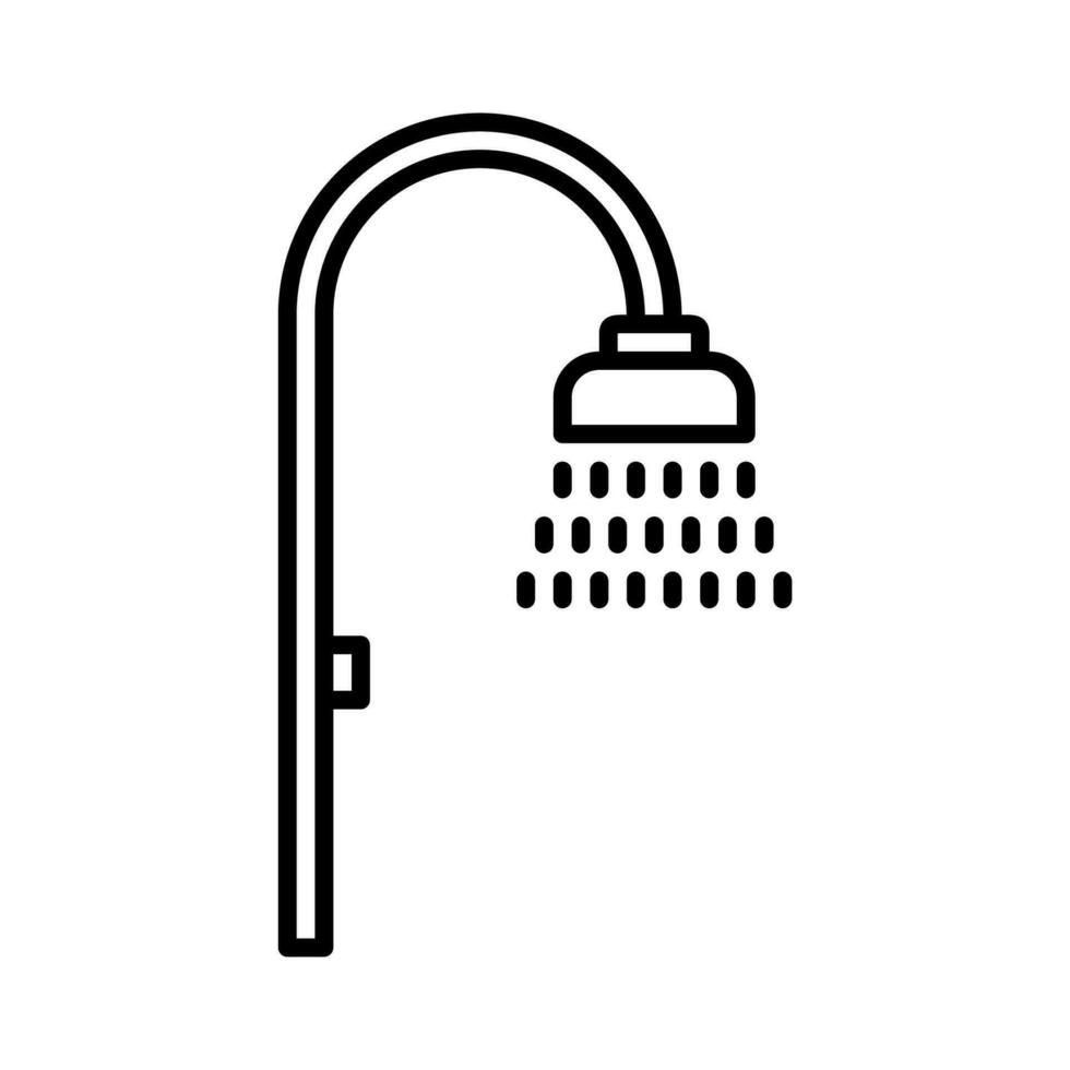 shower icon vector or logo illustration outline black color style