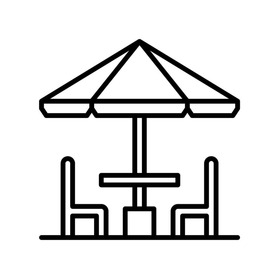 terraza icono vector o logo ilustración contorno negro color estilo