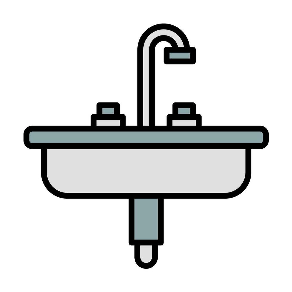 lavabo icono vector o logo ilustración contorno negro color estilo