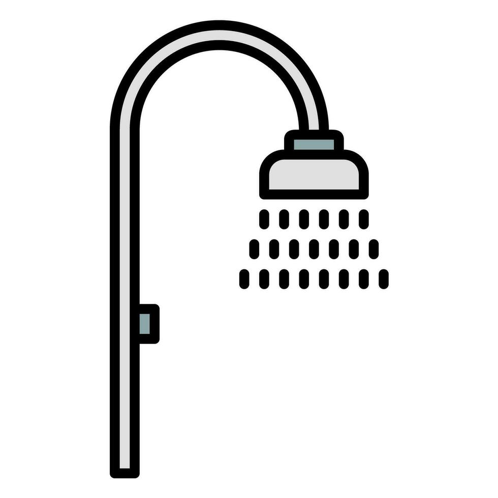 shower icon vector or logo illustration outline black color style