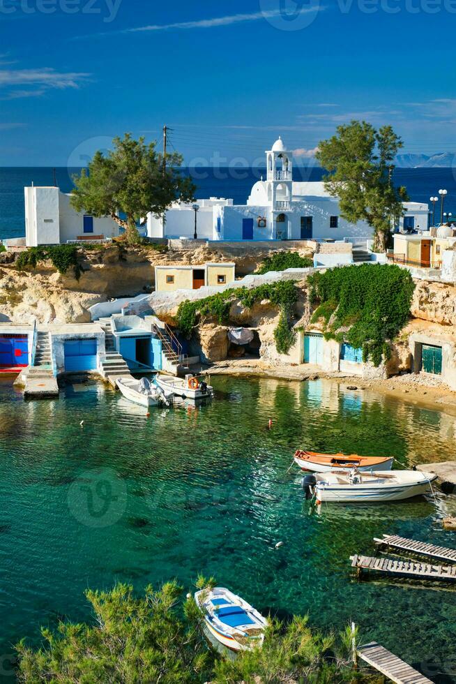 Mandrakia village in Milos island, Greece photo