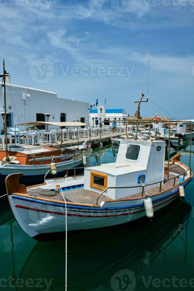 Fishing boats in port of Naousa. Paros lsland, Greece photo