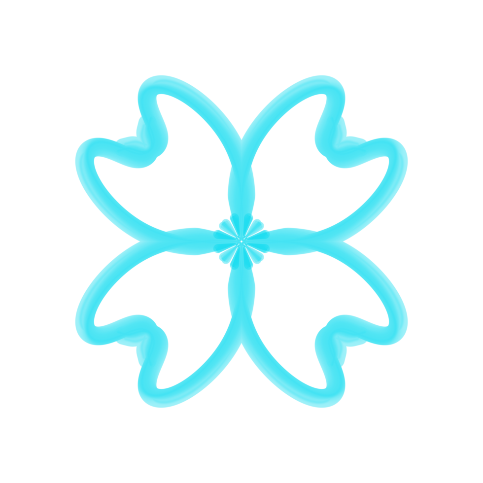 3D Cyan Flower Line png