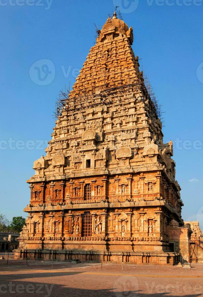 Brihadishwarar Temple tower vimana . Thanjavur, Tamil Nadu, India photo