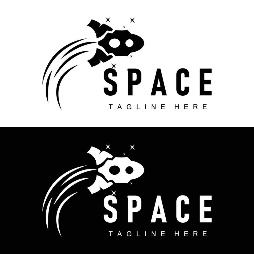 Rocket logo simple design silhouette brand space vehicle minimalist illustration template vector