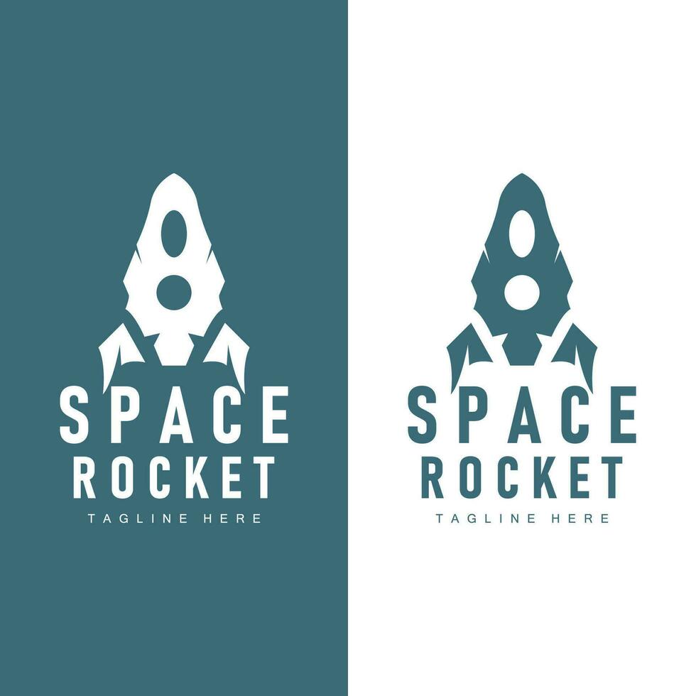 Rocket logo simple design silhouette brand space vehicle minimalist illustration template vector