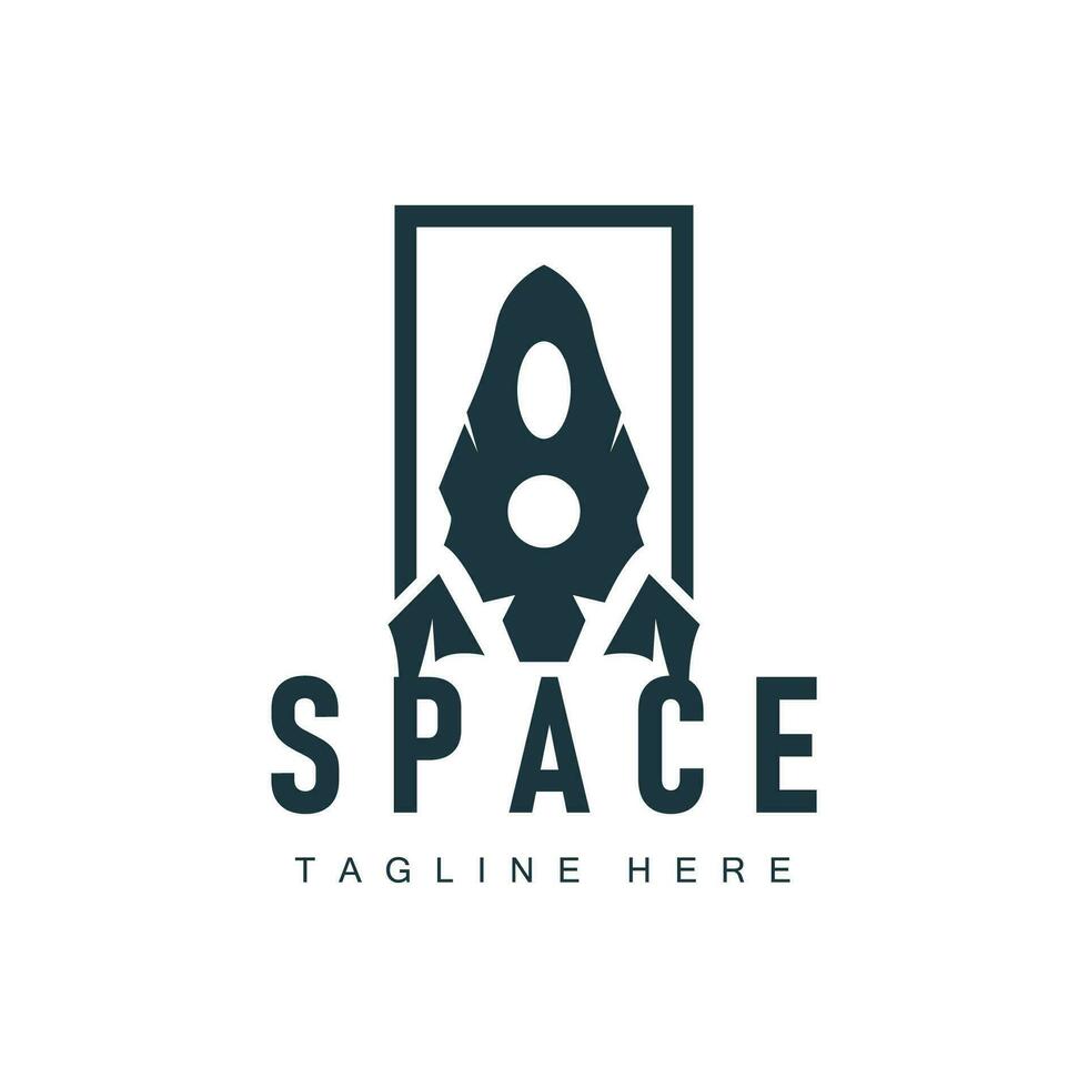 Rocket logo simple design silhouette brand space vehicle minimalist illustration template vector