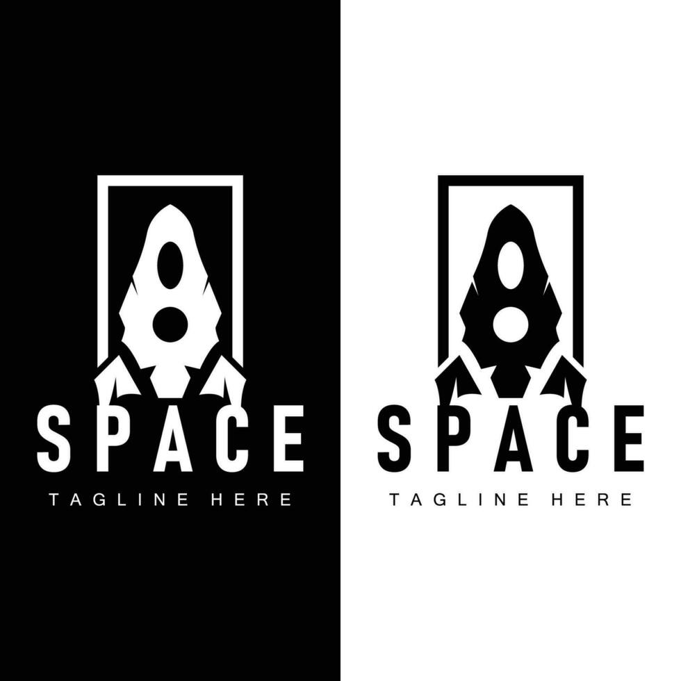 Rocket logo simple design silhouette brand space vehicle minimalist illustration template vector