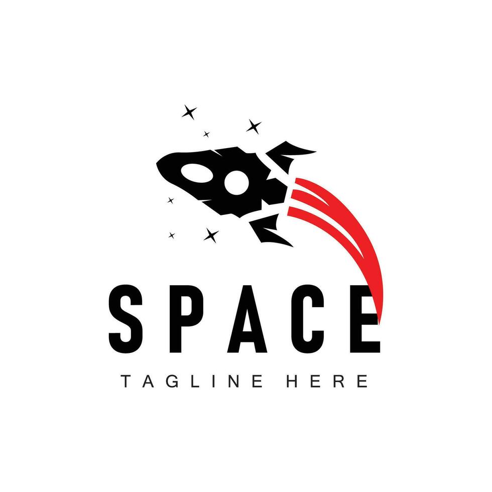 Rocket logo simple design silhouette brand space vehicle minimalist illustration template vector