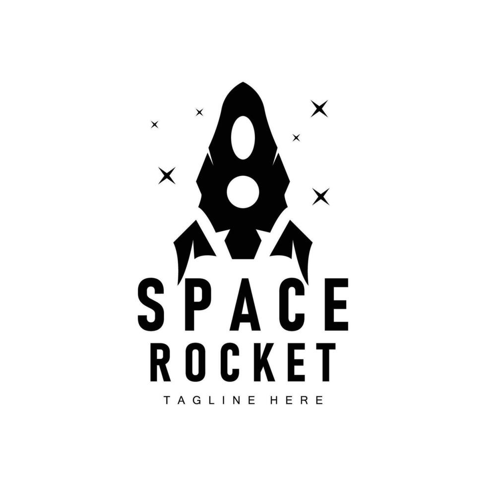 Rocket logo simple design silhouette brand space vehicle minimalist illustration template vector