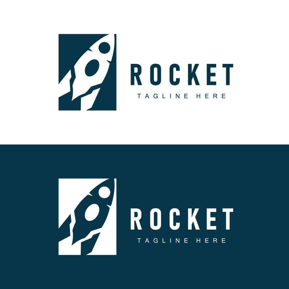 Rocket logo simple design silhouette brand space vehicle minimalist illustration template vector
