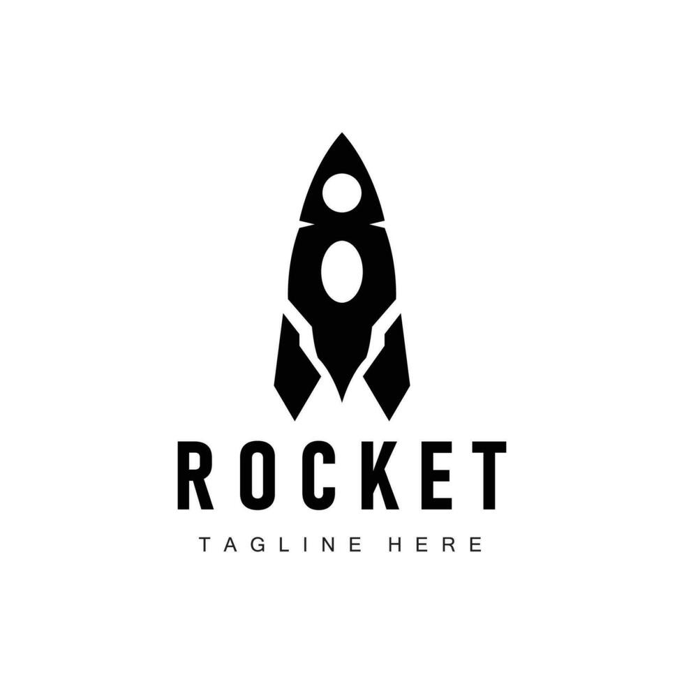 Rocket logo simple design silhouette brand space vehicle minimalist illustration template vector