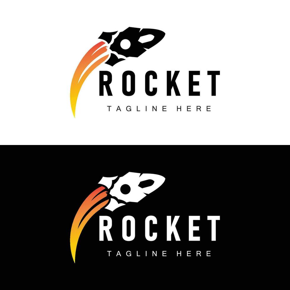 Rocket logo simple design silhouette brand space vehicle minimalist illustration template vector