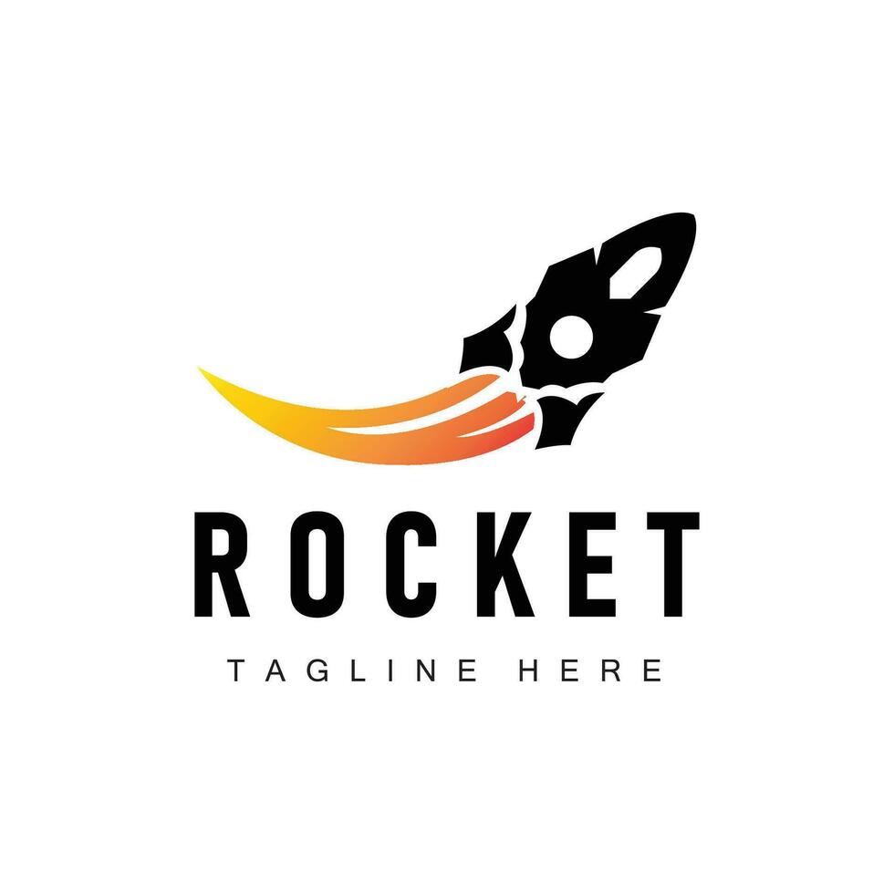 Rocket logo simple design silhouette brand space vehicle minimalist illustration template vector