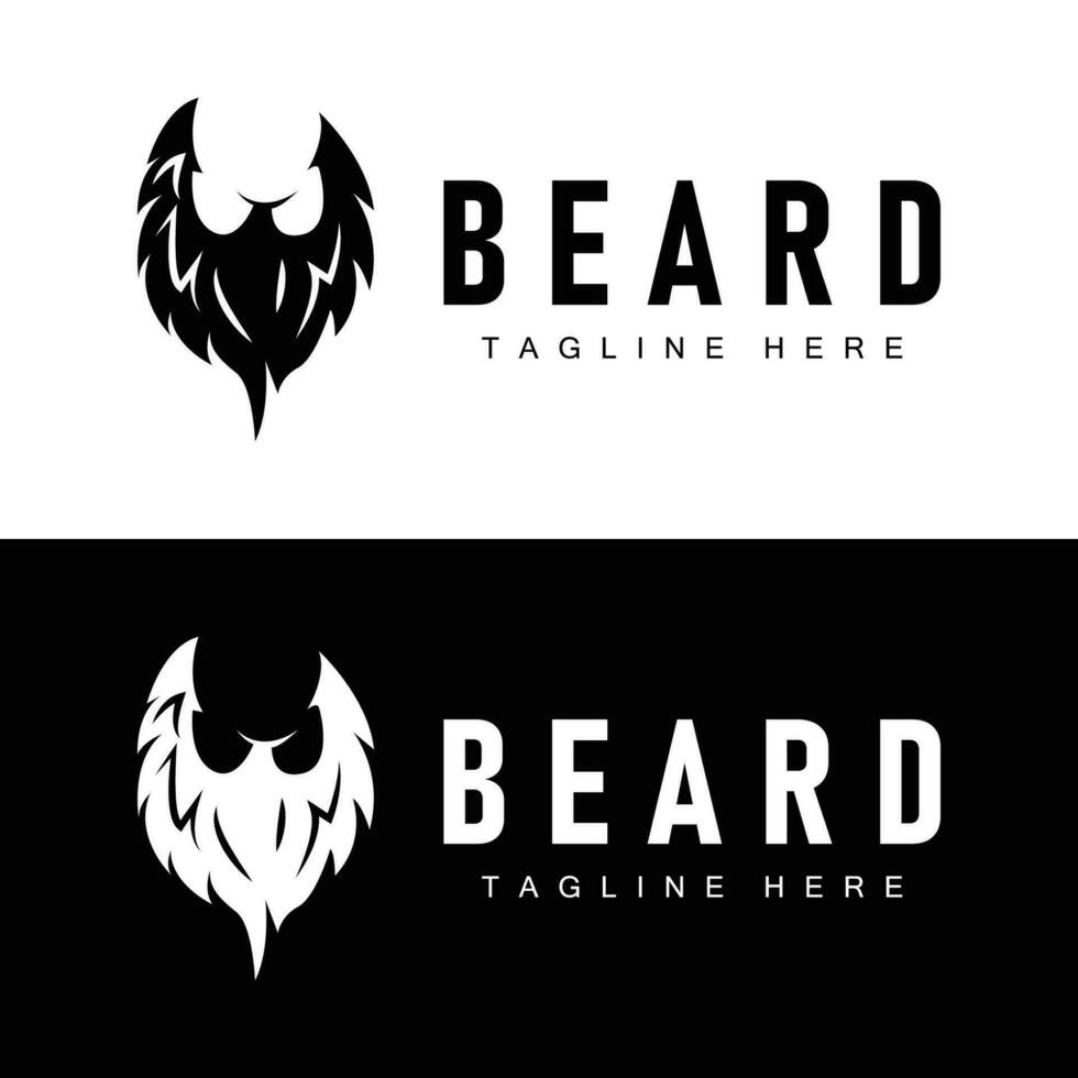 Beard Logo Design Silhouette Vector Barbershop Illustration Men's Appearance Simple Template