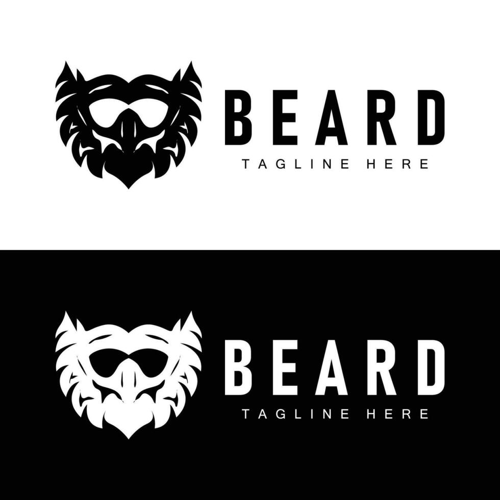 Beard Logo Design Silhouette Vector Barbershop Illustration Men's Appearance Simple Template