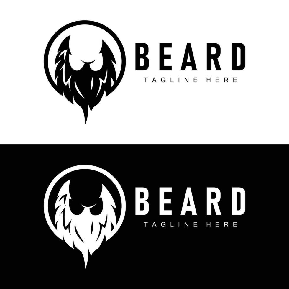 Beard Logo Design Silhouette Vector Barbershop Illustration Men's Appearance Simple Template