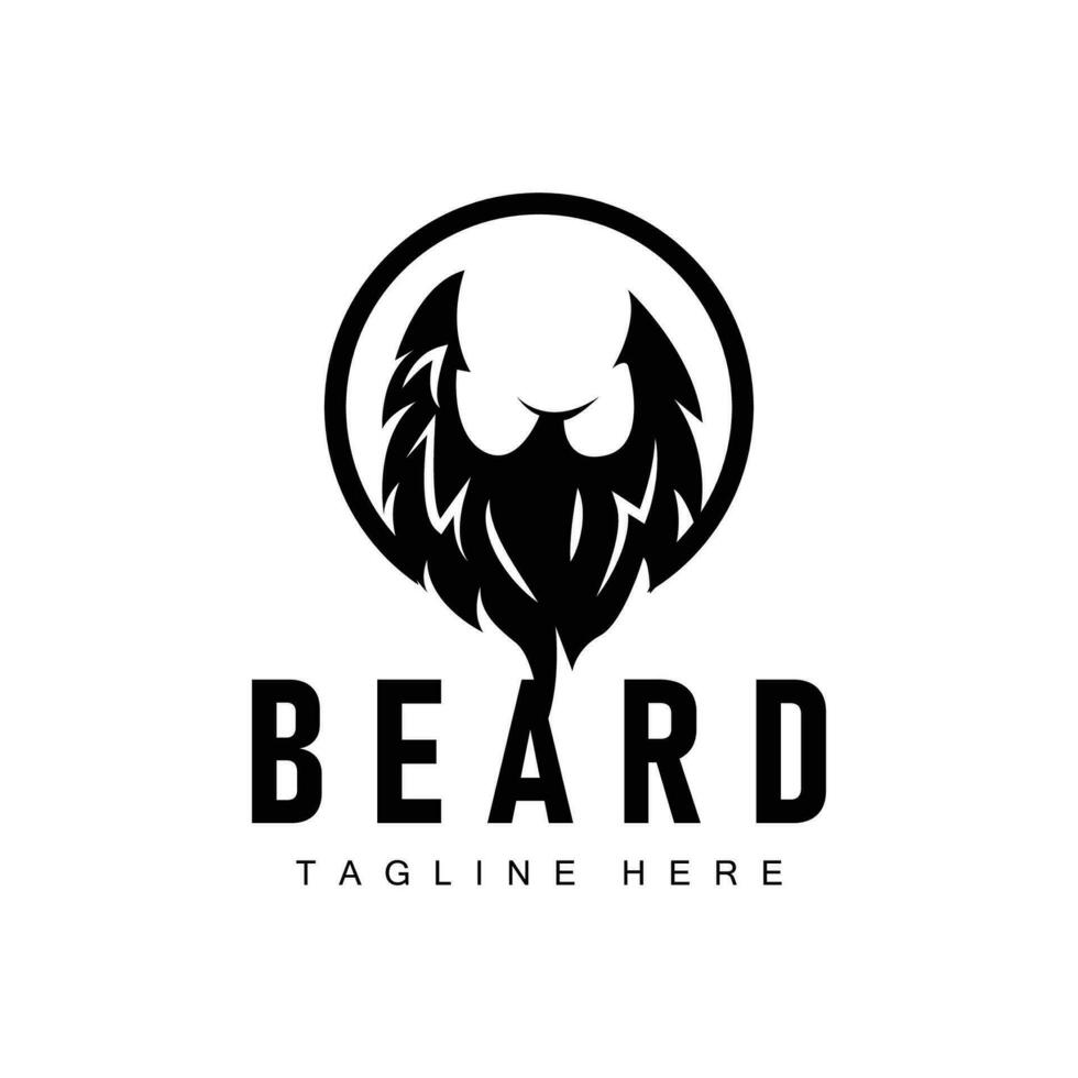 Beard Logo Design Silhouette Vector Barbershop Illustration Men's Appearance Simple Template