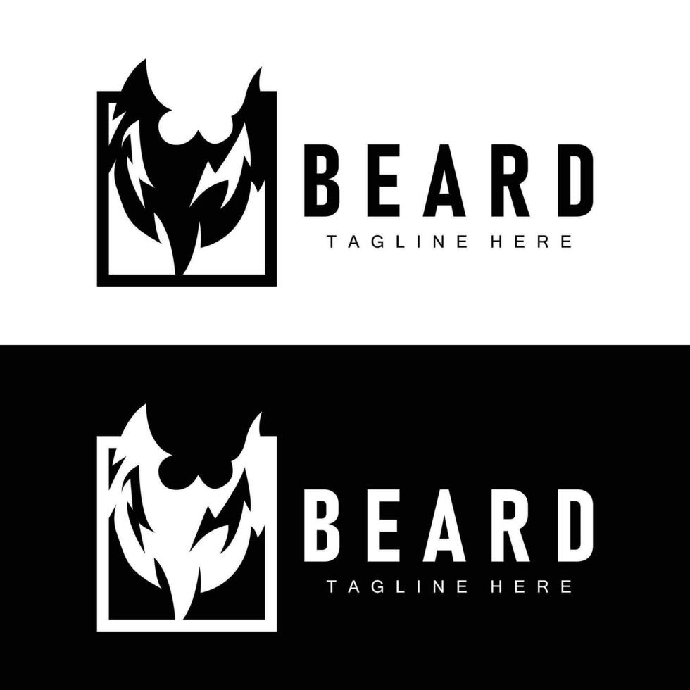 Beard Logo Design Silhouette Vector Barbershop Illustration Men's Appearance Simple Template