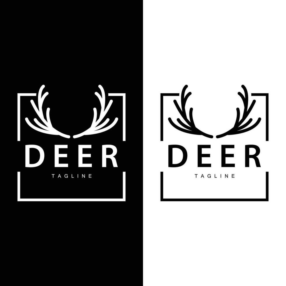 Deer Antlers Logo Design Hunter Antlers Forest Animal Symbol Illustration vector