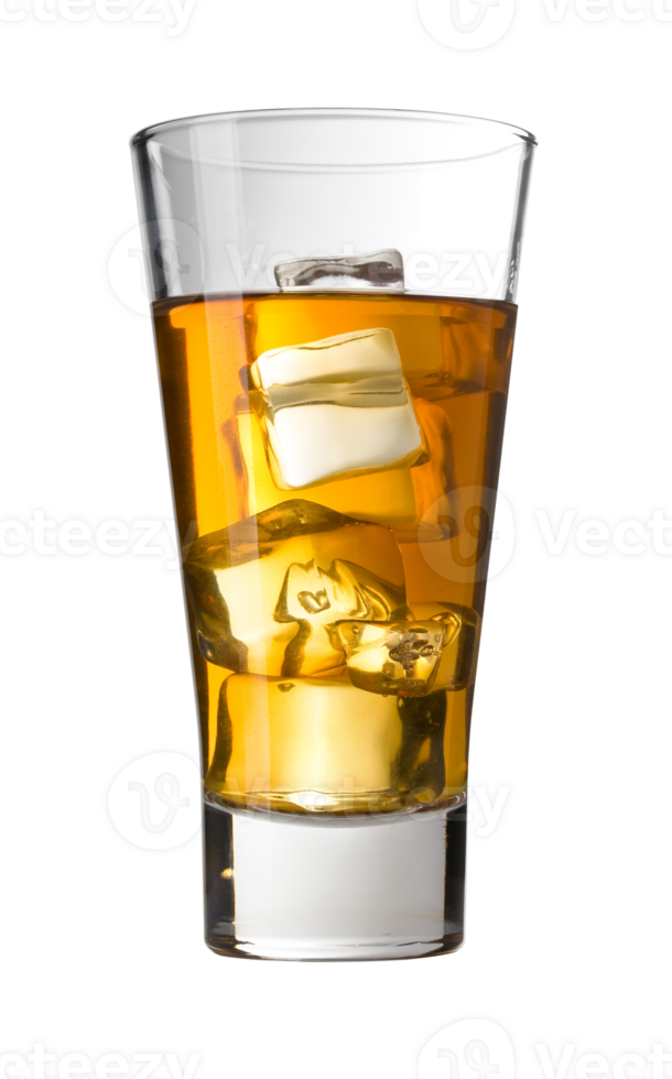Scotch whiskey with ice cubes in  glass png