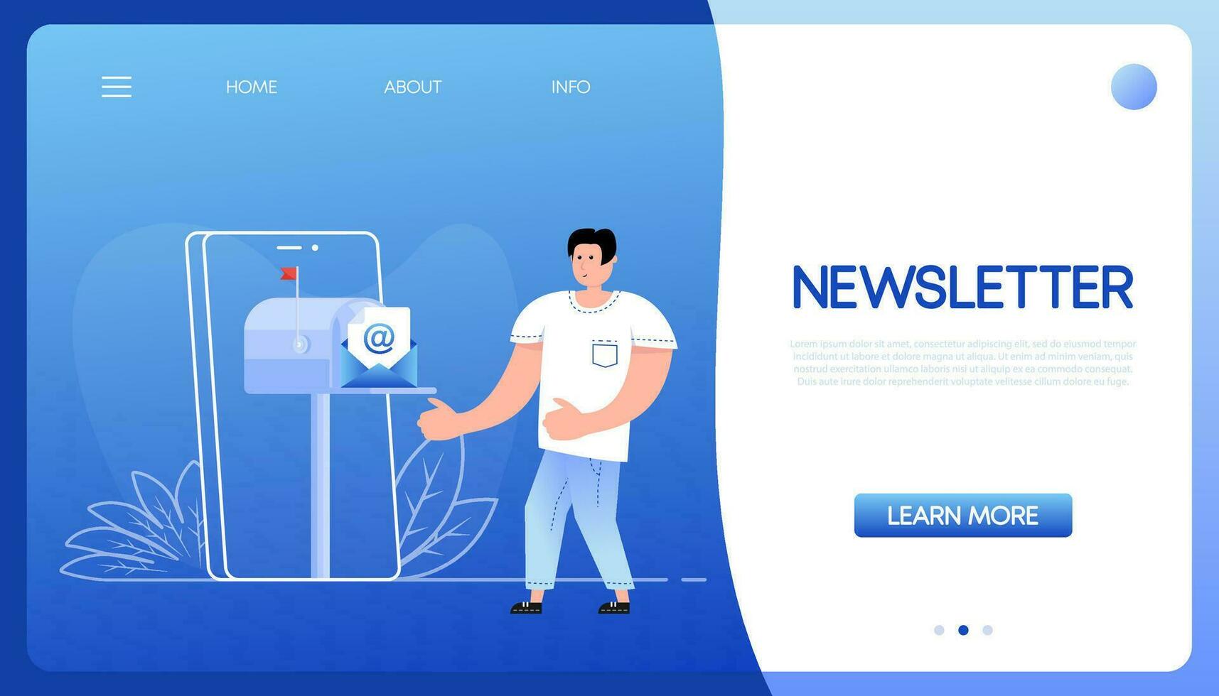 Flat icon with newsletter people post box for marketing design. Isolated vector illustration.