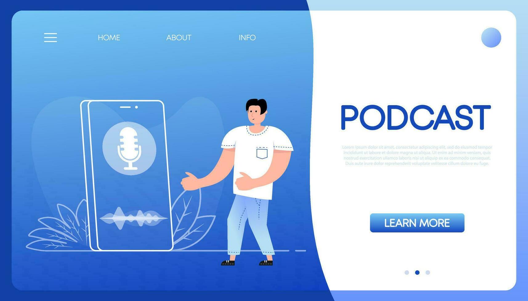 Cartoon illustration with podcast people for concept design. Social media concept. Vector drawing