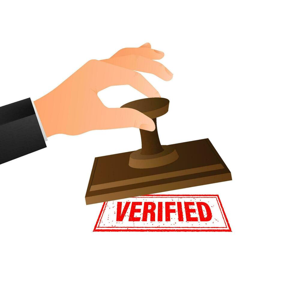 Verified stamp on white background. Vector background