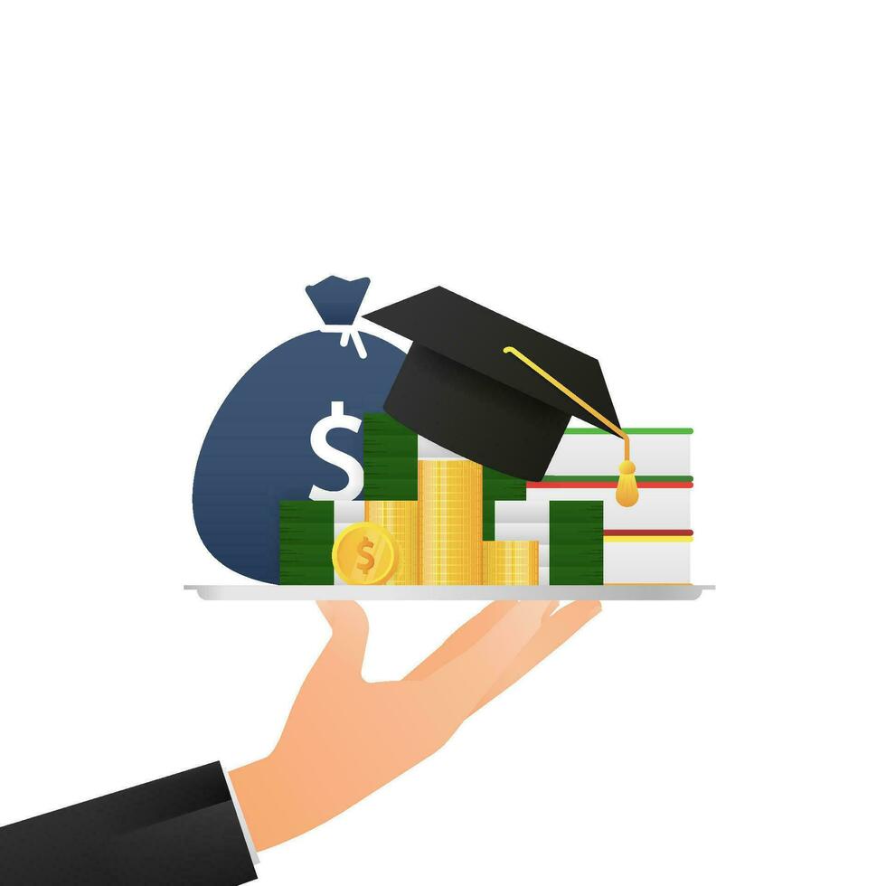 Abstract icon with student loans for banner design. Business vector icon