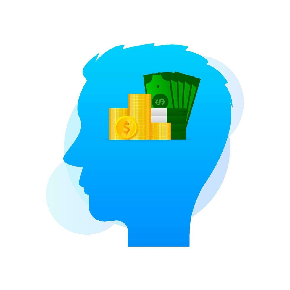 Contemporary icon with money in head. Phone icon set vector