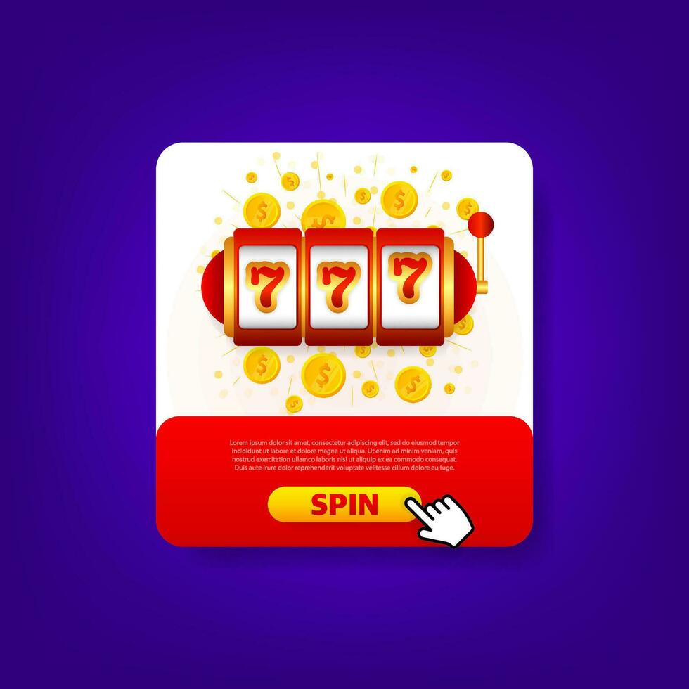 Flat banner with 777 jackpot for concept design. 777 big win concept. Isolated vector illustration