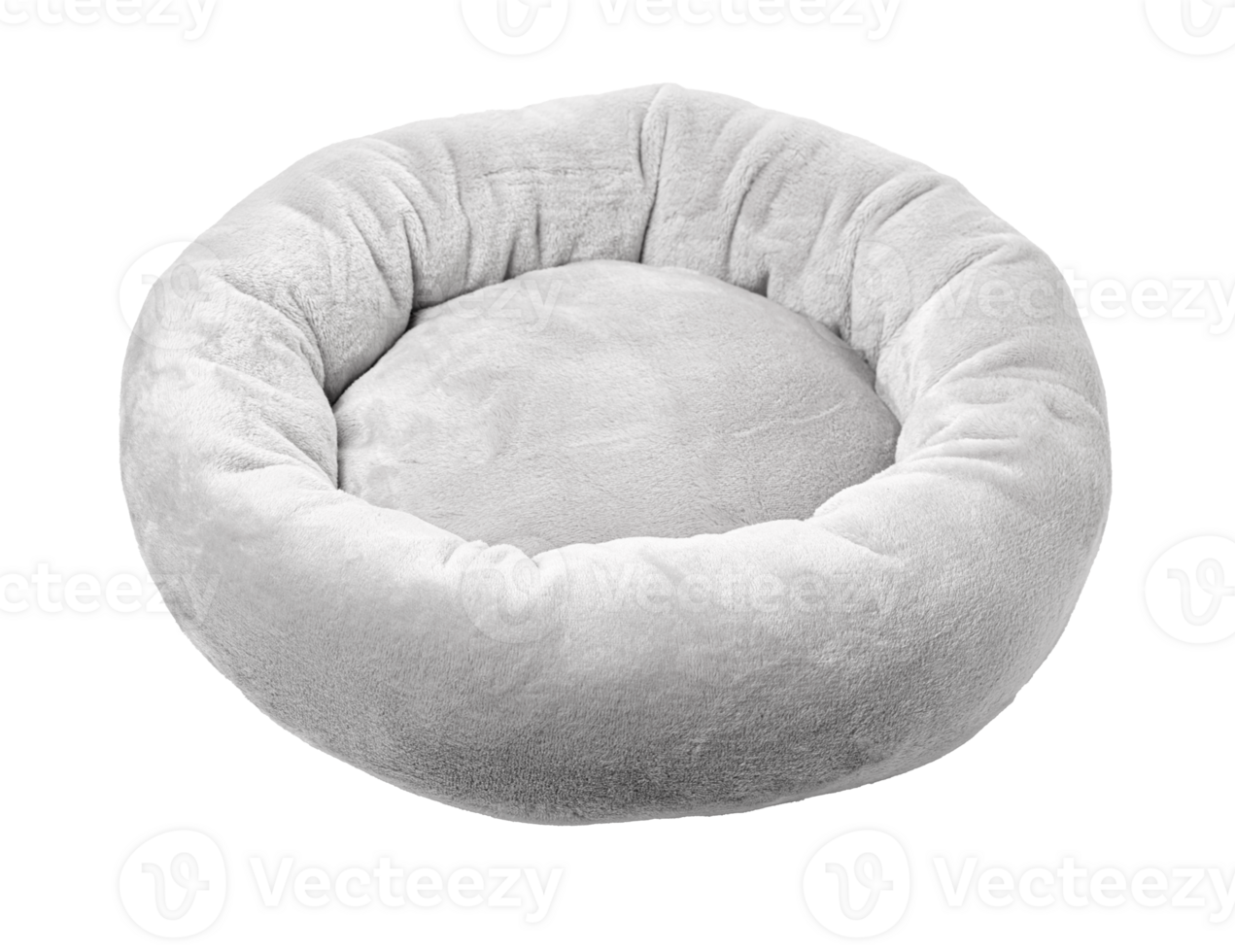 Grey soft round plush pet bed png