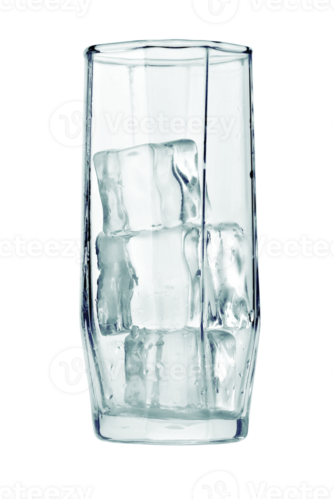 empty glass with ice cubes png