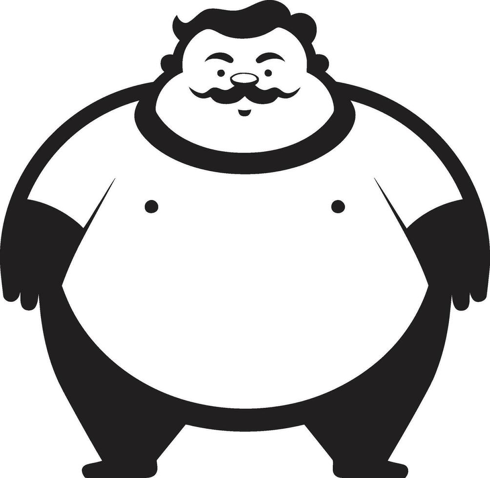 Round Rebel Dark Logo Design for Obesity Advocacy Plump Power Black Vector Logo for Obesity Awareness