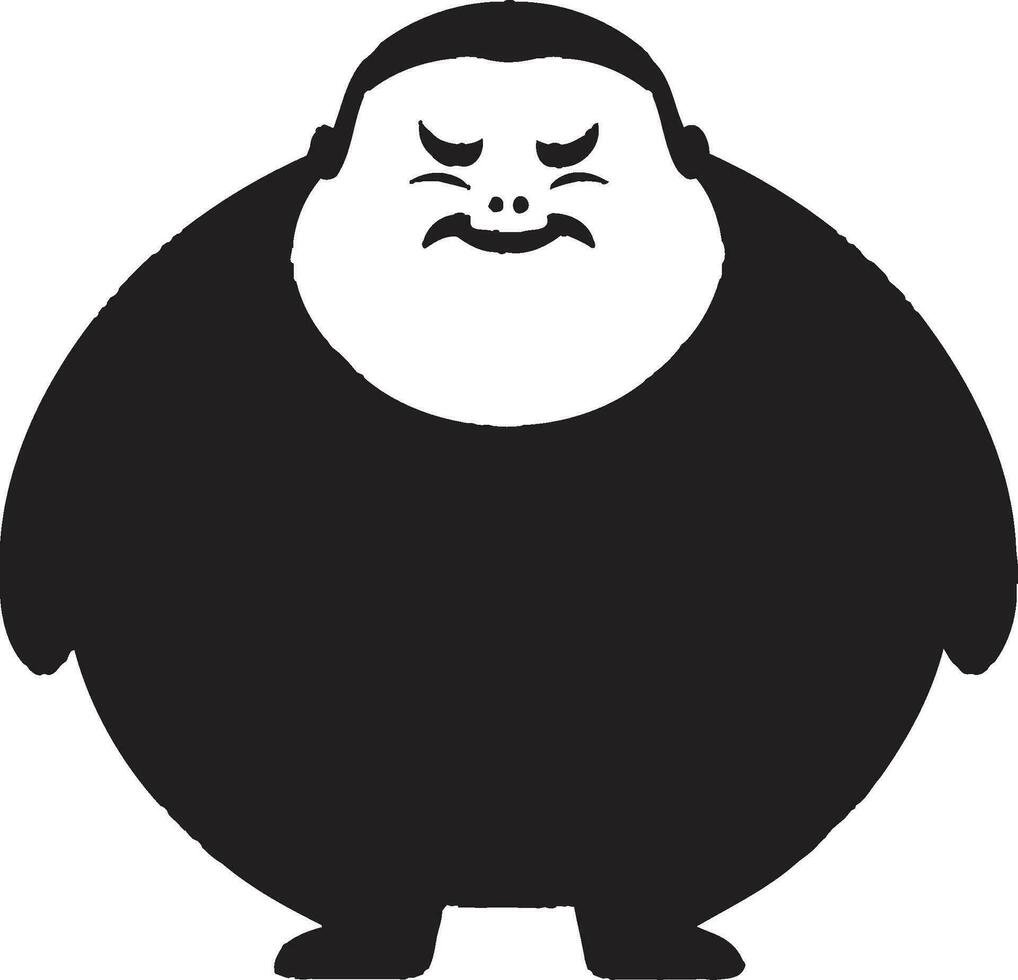 Obese Oracle Vector Logo Symbolizing Weight Issues Portly Pioneer Black Vector Logo for Obesity Awareness