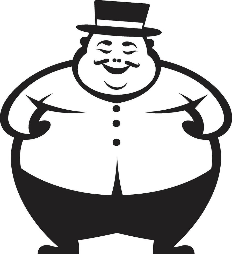 Rotund Revolution Black Vector Logo Emphasizing Obesity Round Rebel Iconic Dark Logo for Obesity Advocacy