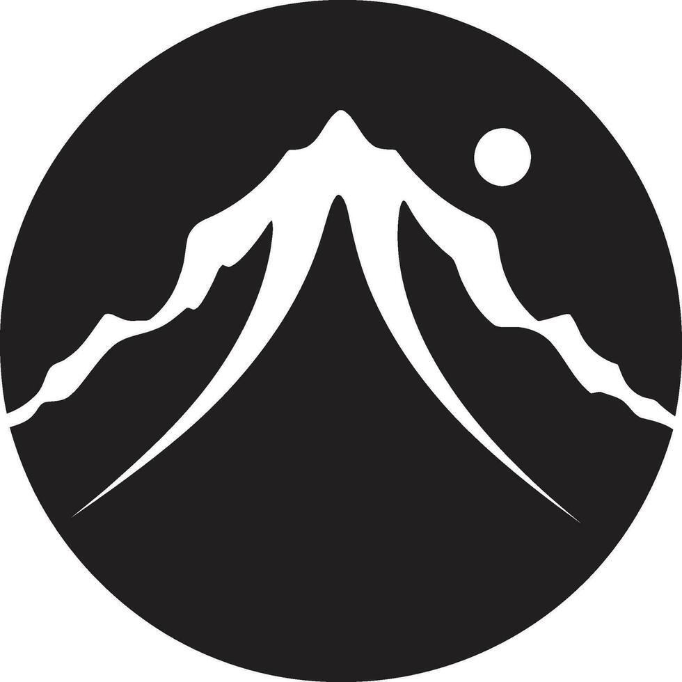 Blackened Peaks Vector Logo for Volcanic Power Fierce Formation Volcano Mountain in Black Design
