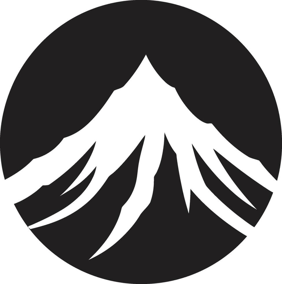 Volcanic Verse Mountain Eruption in Black Icon Inferno Impact Black Vector Logo for Volcano Peaks