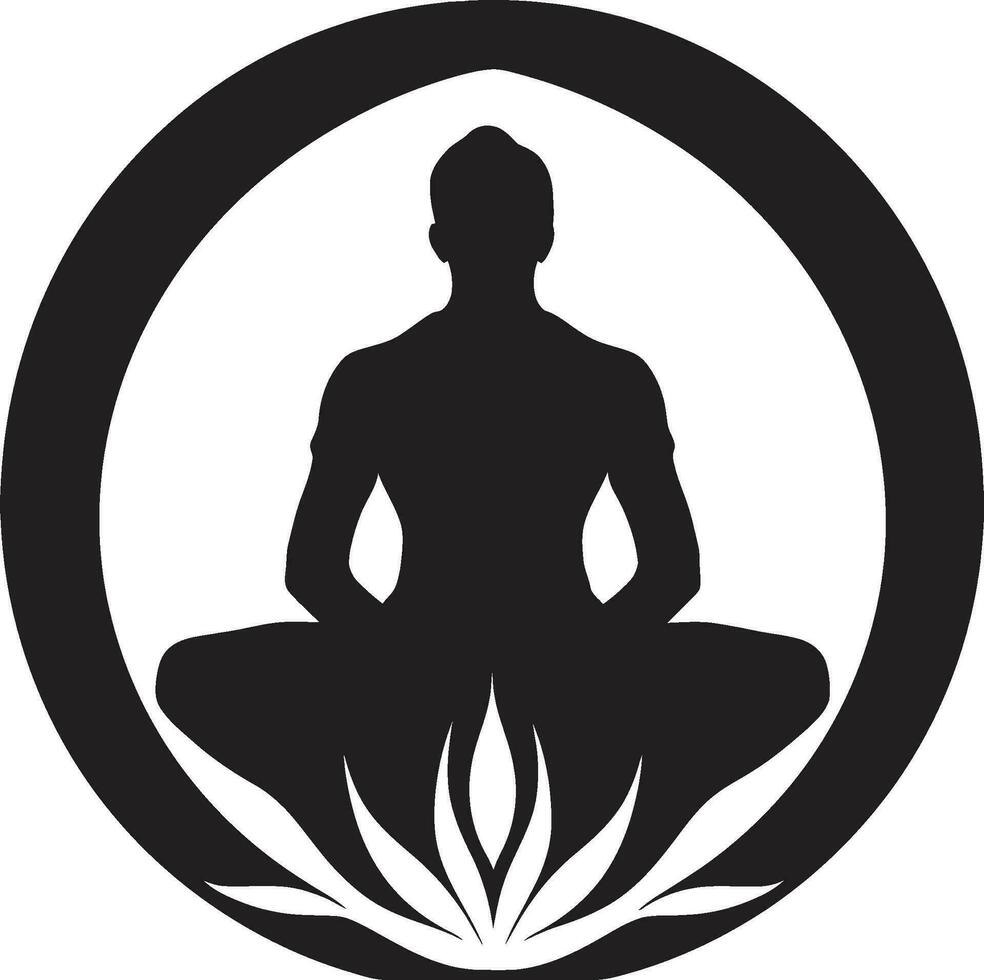 radiante ritmo negro logo con yoga mujer silueta iluminazen yoga actitud mujer vector icono