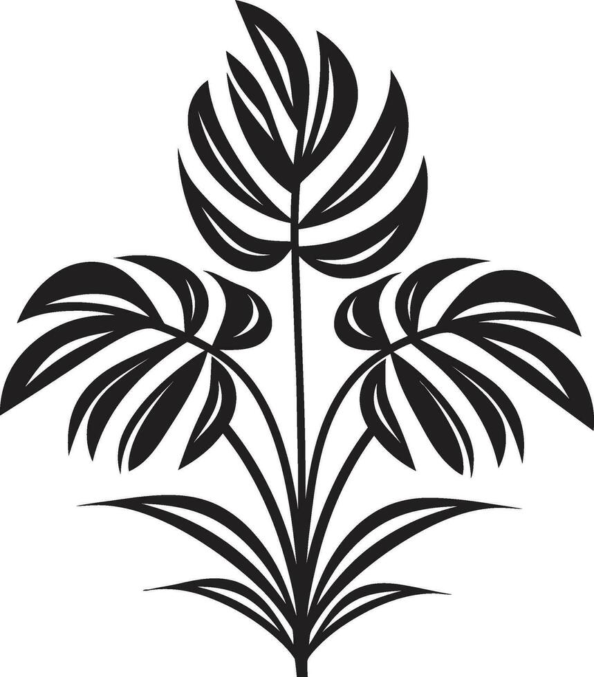 Tropical Paradise Bloom Vector Design Island Garden Elegance Black Icon