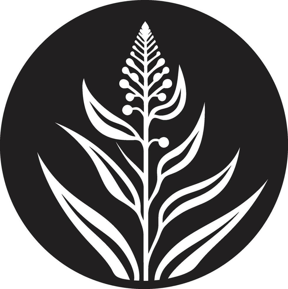 isla botánicos negro icono Exquisito floral acento vector negro diseño
