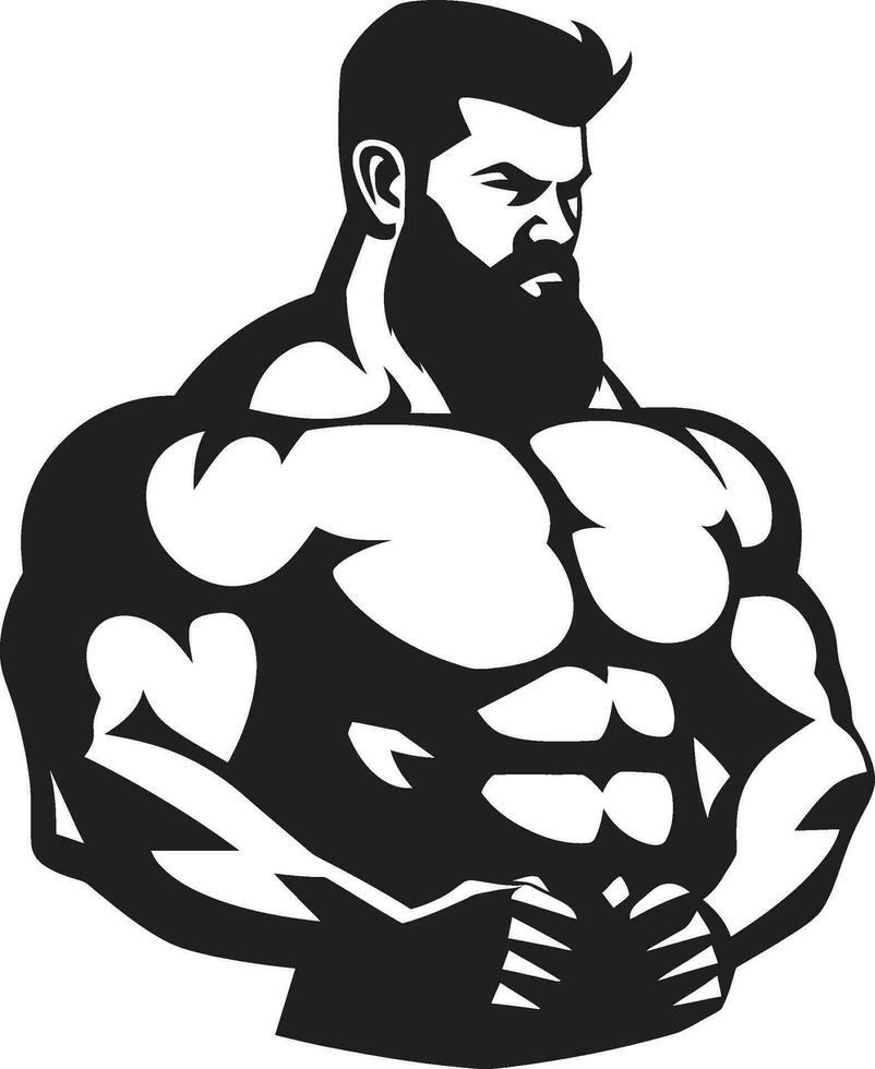 Power Symmetry Creative Muscle Icons Sculpted Fusion Crafting Muscular Designs vector