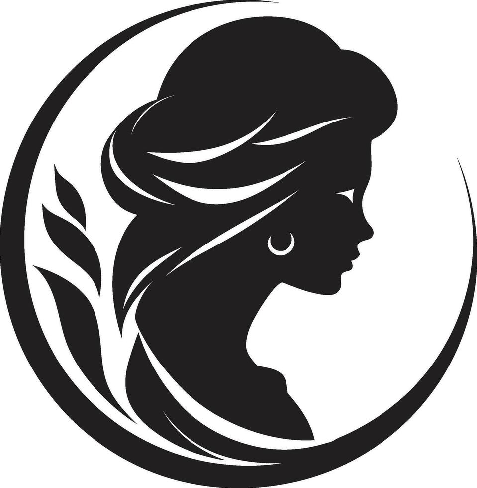 Mesmerizing Elegance Beauty Symbol Classic Radiance Femme Fatale Emblem vector