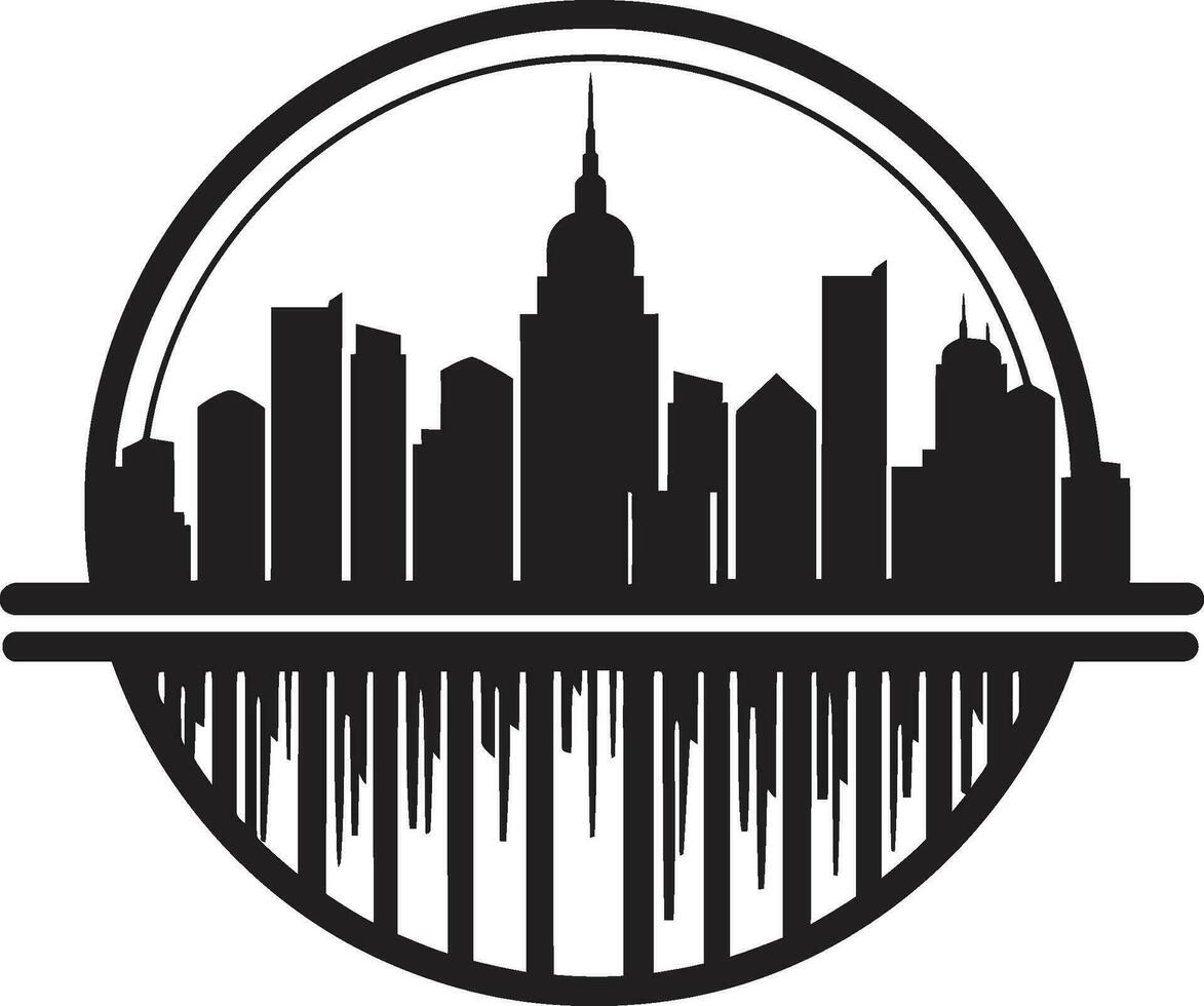 Metropolitan Montage Buildings Vector Emblem Skyline Serenade Iconic City Buildings Emblem