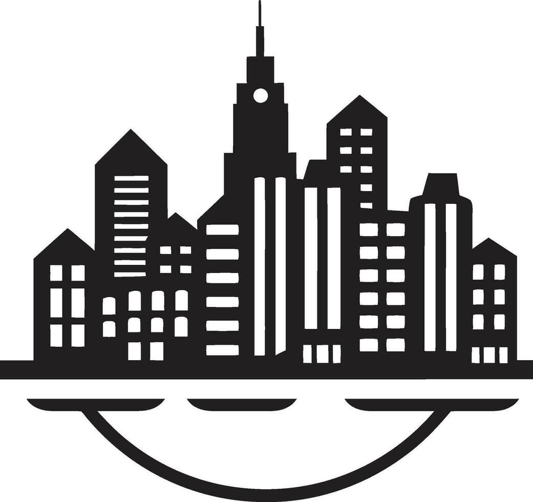 Skyscraper Showcase Iconic Cityscape Symbol Cosmopolitan View Buildings Logo Design vector