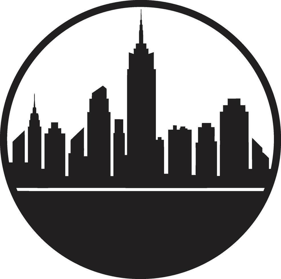 Cityscape Vision Buildings Logo Image Metropolitan Montage Buildings Vector Emblem