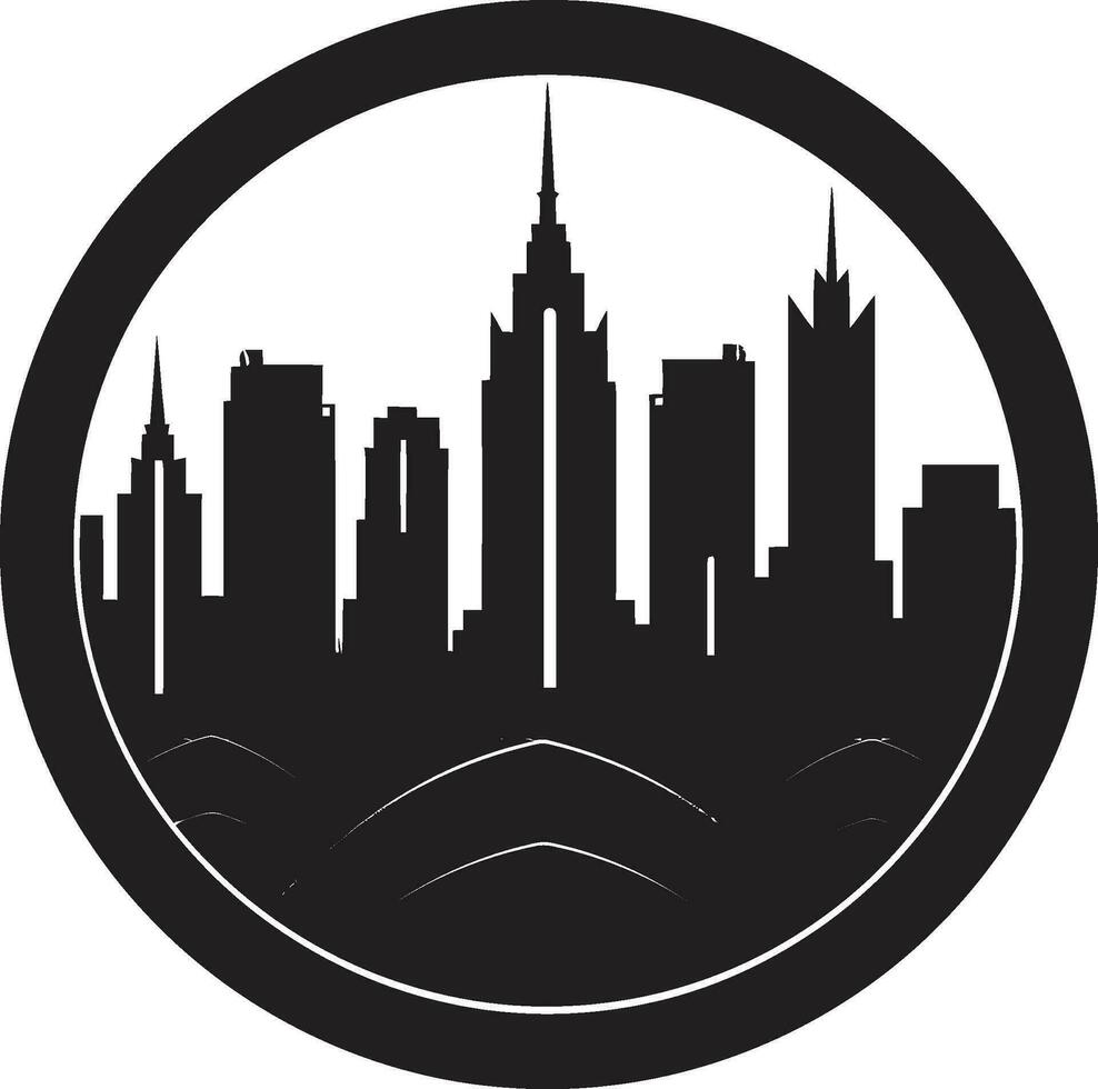 Skyscraper Symphony City Buildings Icon Illustration Urban Panorama Iconic Skyline Mark vector