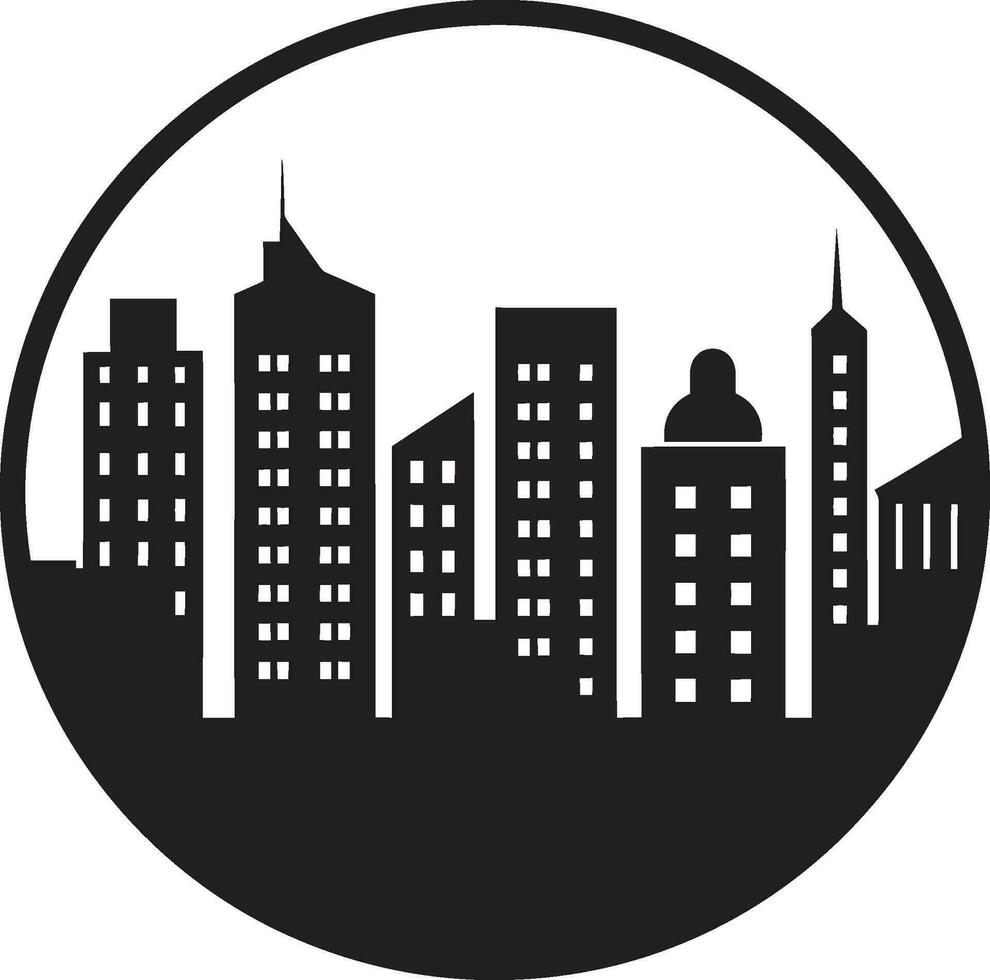 Downtown Dreamscape Buildings Vector Symbol Skyscraper Symphony City Buildings Icon Illustration
